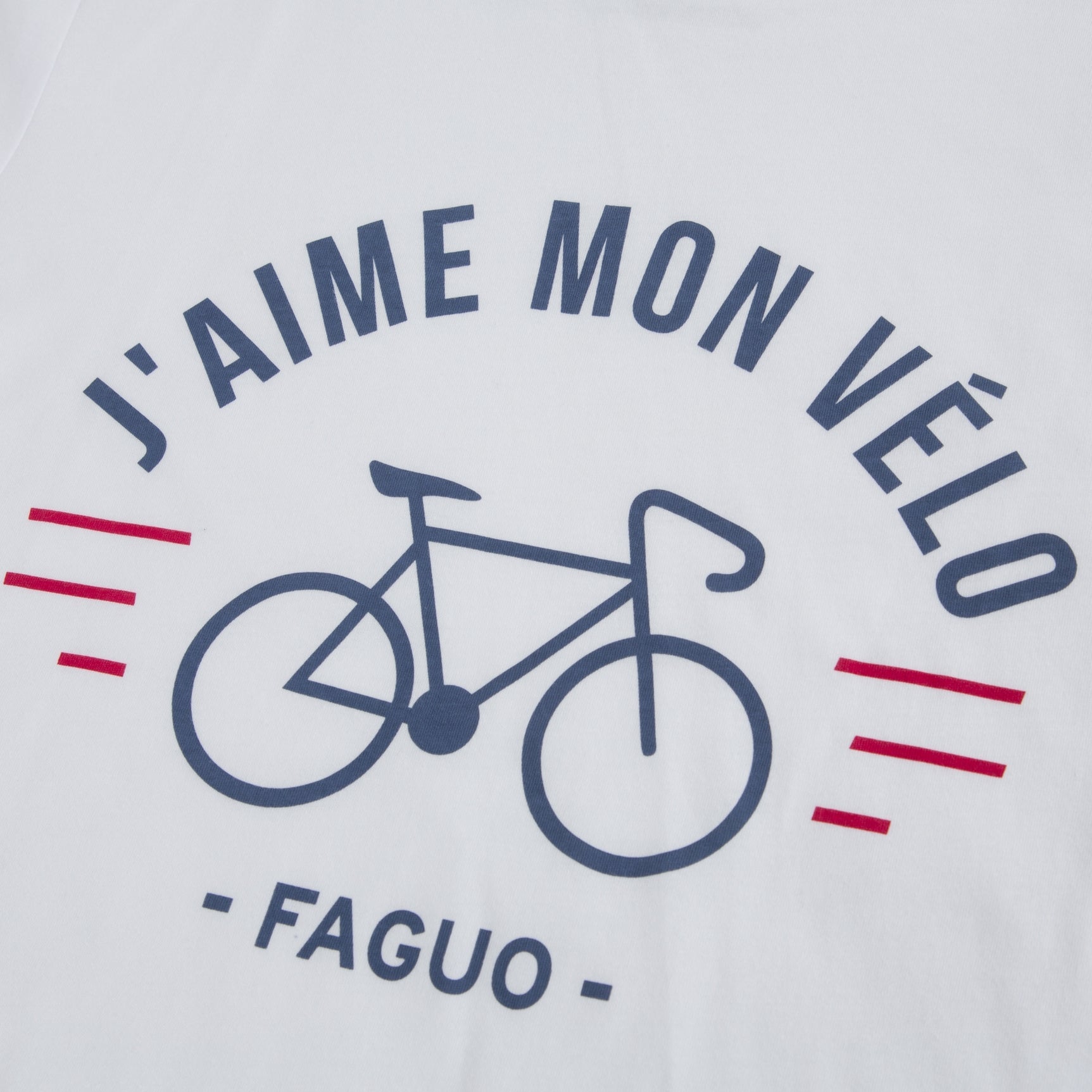 Faguo - White Round collar t-shirt in recycled cotton "j'aime mon velo"- Arcy - The Good Chic