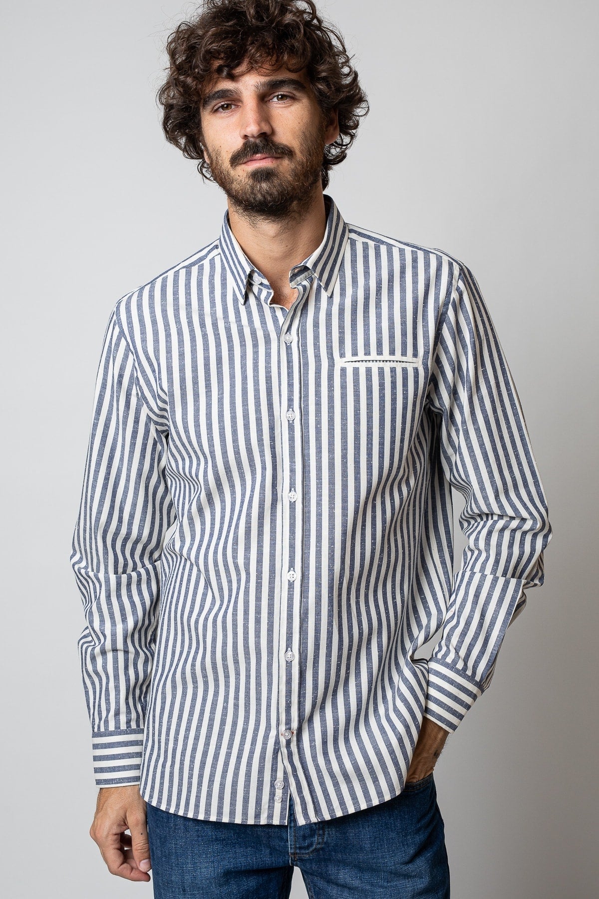 Jaqk - Blue Stripes Shirt - W. Sako - The Good Chic