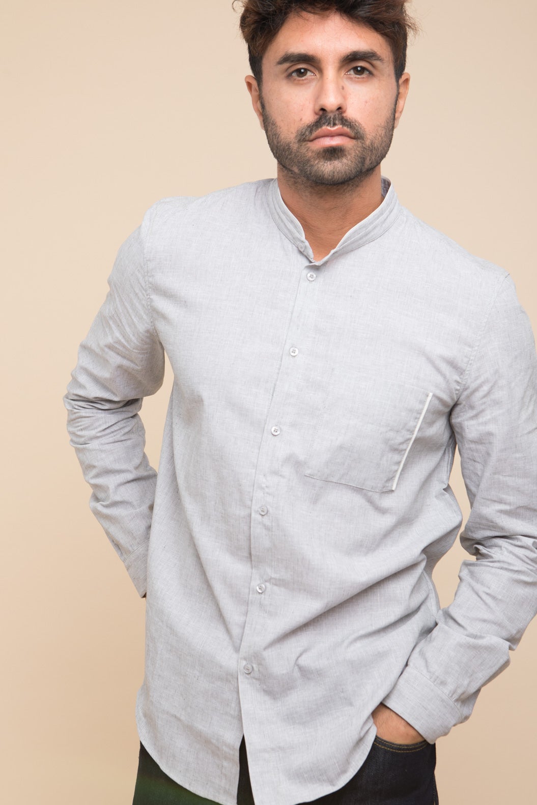 Lyoum - Mao Shirt Grey Color Shirts