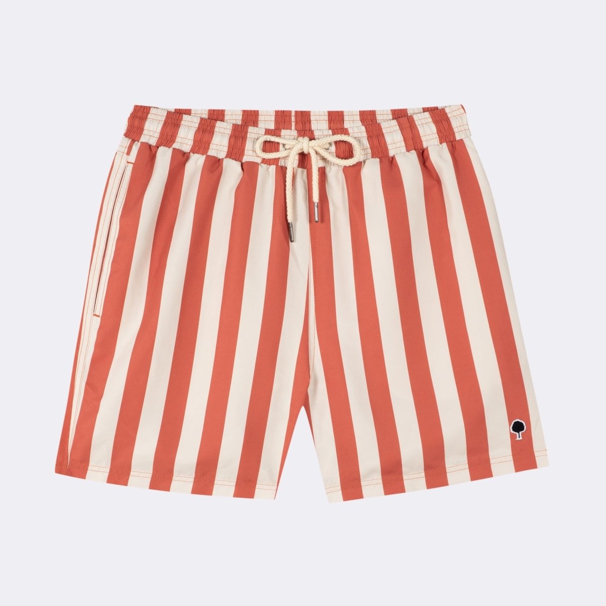 Mimizan Ecru & Terracota Stripes Swim Shorts - The Good Chic