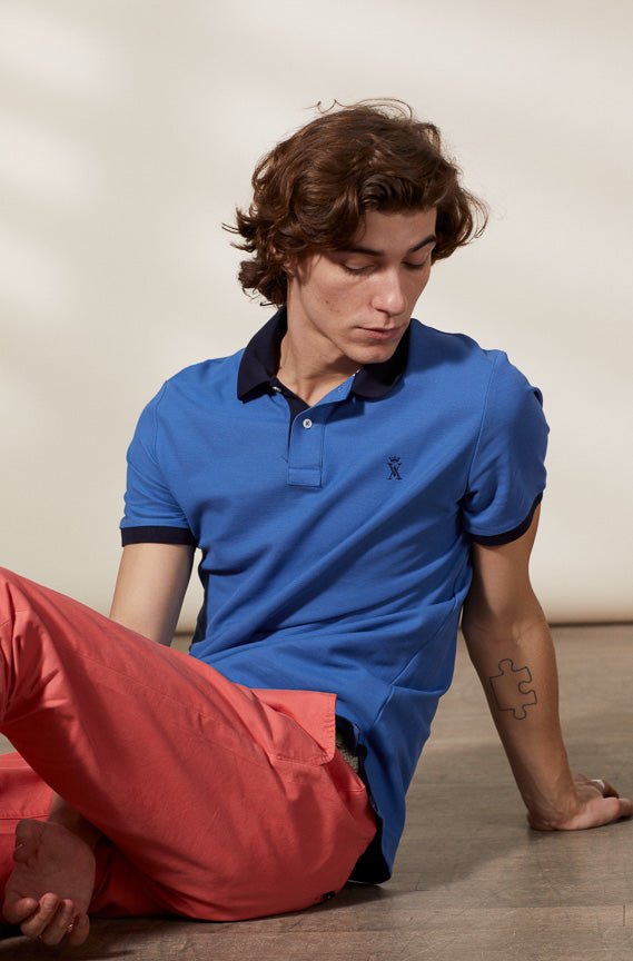 Vicomte A - Blue Short Sleeve Polo Shirt - Perry - The Good Chic