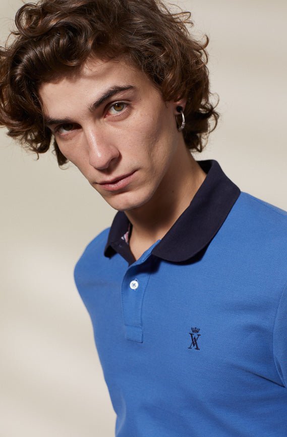 Vicomte A - Blue Short Sleeve Polo Shirt - Perry - The Good Chic