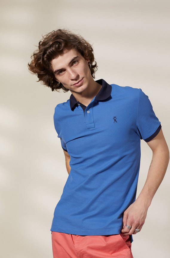 Vicomte A - Blue Short Sleeve Polo Shirt - Perry - The Good Chic