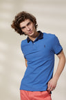 Vicomte A - Blue Short Sleeve Polo Shirt - Perry - The Good Chic