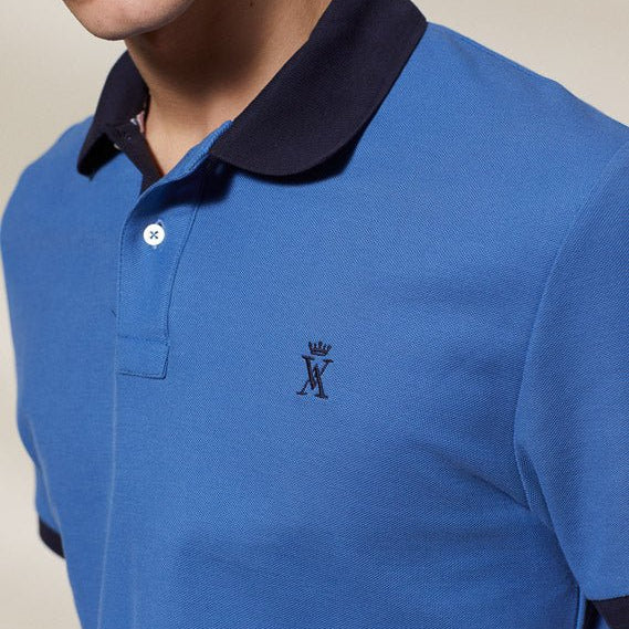 Vicomte A - Blue Short Sleeve Polo Shirt - Perry - The Good Chic