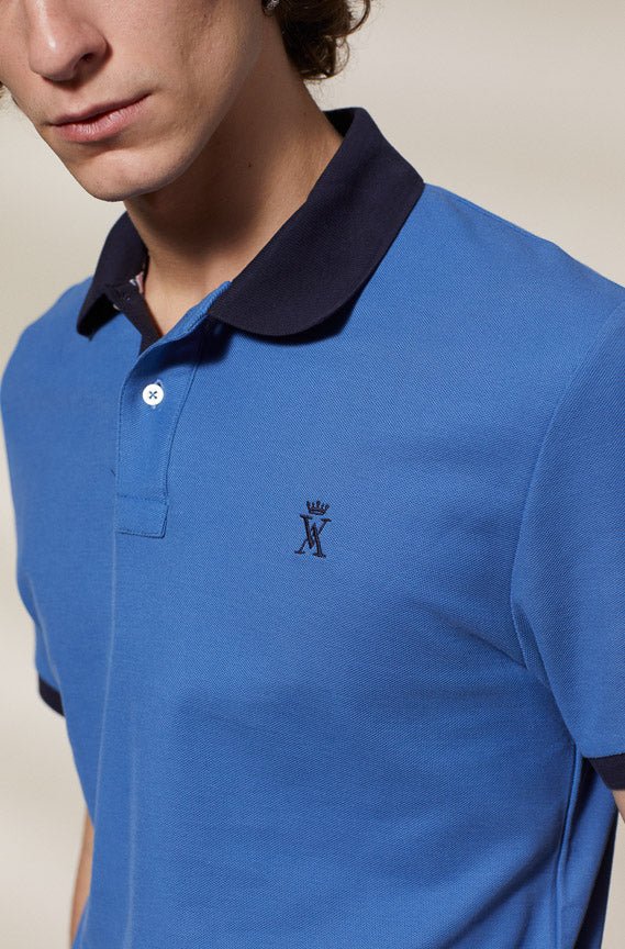 Vicomte A - Blue Short Sleeve Polo Shirt - Perry - The Good Chic