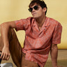 Vicomte A - Burnt Orange Floral Short Sleeve Shirt - Capri - The Good Chic