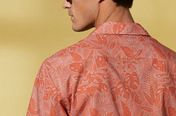 Vicomte A - Burnt Orange Floral Short Sleeve Shirt - Capri - The Good Chic