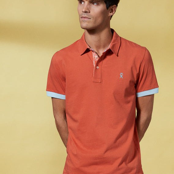 Vicomte A - Burnt Orange Short Sleeve Polo Shirt - Portrush - The Good Chic