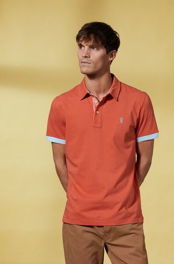 Vicomte A - Burnt Orange Short Sleeve Polo Shirt - Portrush - The Good Chic