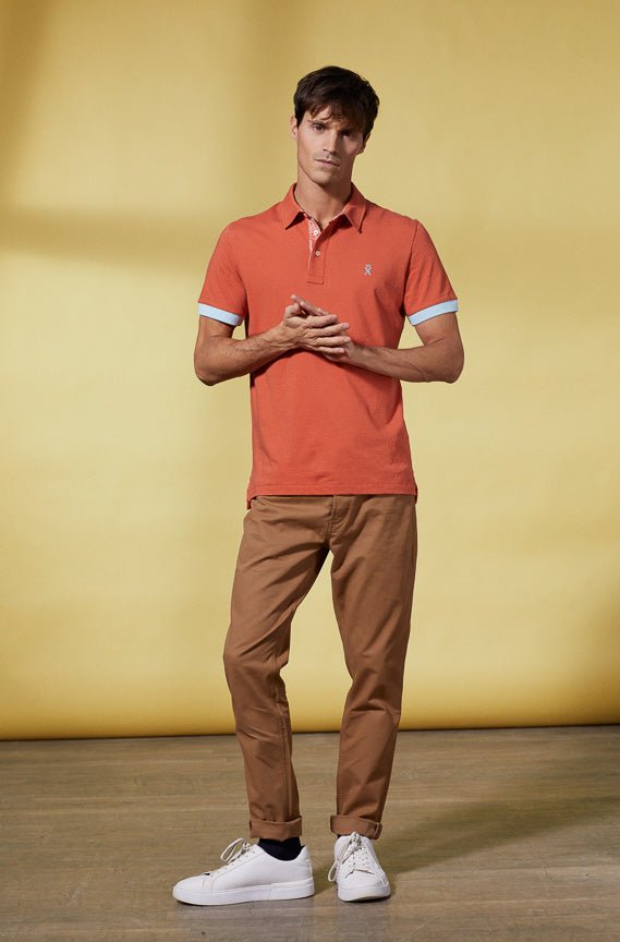 Vicomte A - Burnt Orange Short Sleeve Polo Shirt - Portrush - The Good Chic