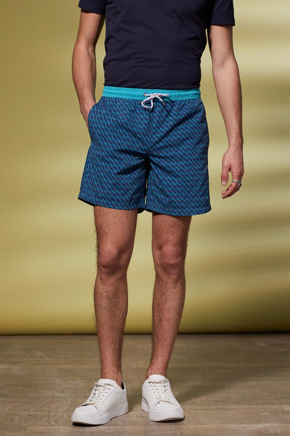 Vicomte A - Dark Blue Monogram Swimshorts - Malone - The Good Chic