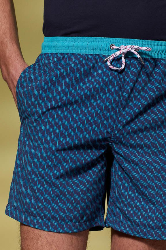 Vicomte A - Dark Blue Monogram Swimshorts - Malone - The Good Chic