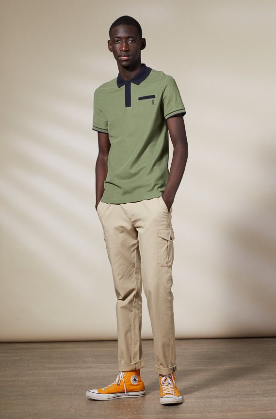 Vicomte A - Khaki Short Sleeve Polo Shirt - Palton - The Good Chic