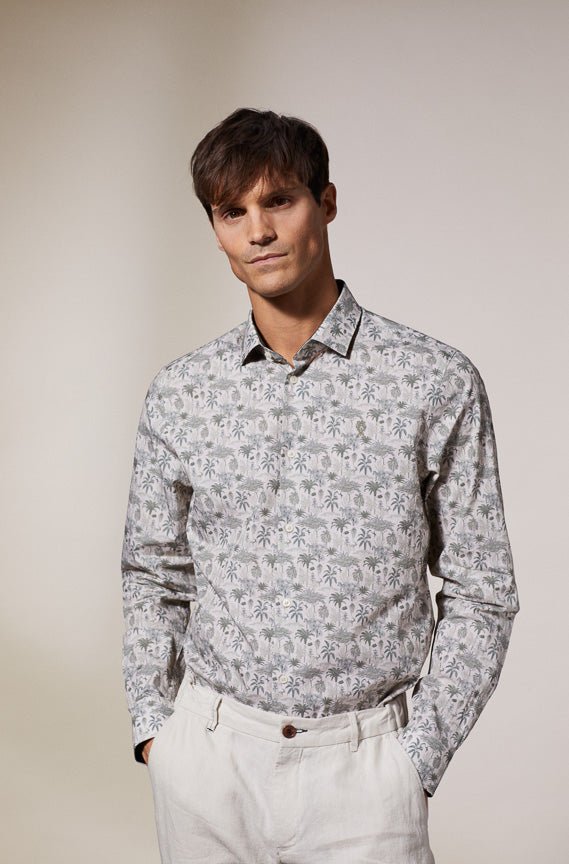 Vicomte A - Light Beige Printed Canvas Shirt - Clovis - The Good Chic