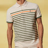 Vicomte A - Light Beige Striped Short Sleeve Polo Shirt - Piero - The Good Chic