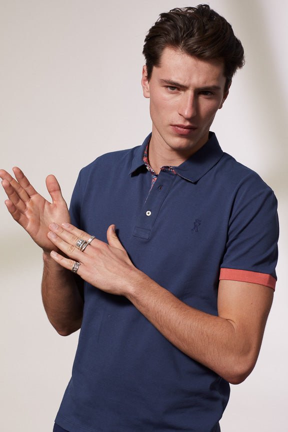 Vicomte A - Navy Short Sleeve Polo Shirt - Percy - The Good Chic