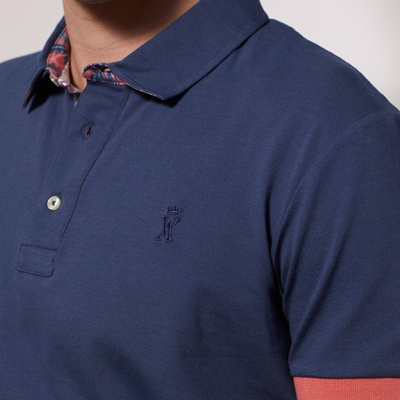 Vicomte A - Navy Short Sleeve Polo Shirt - Percy - The Good Chic