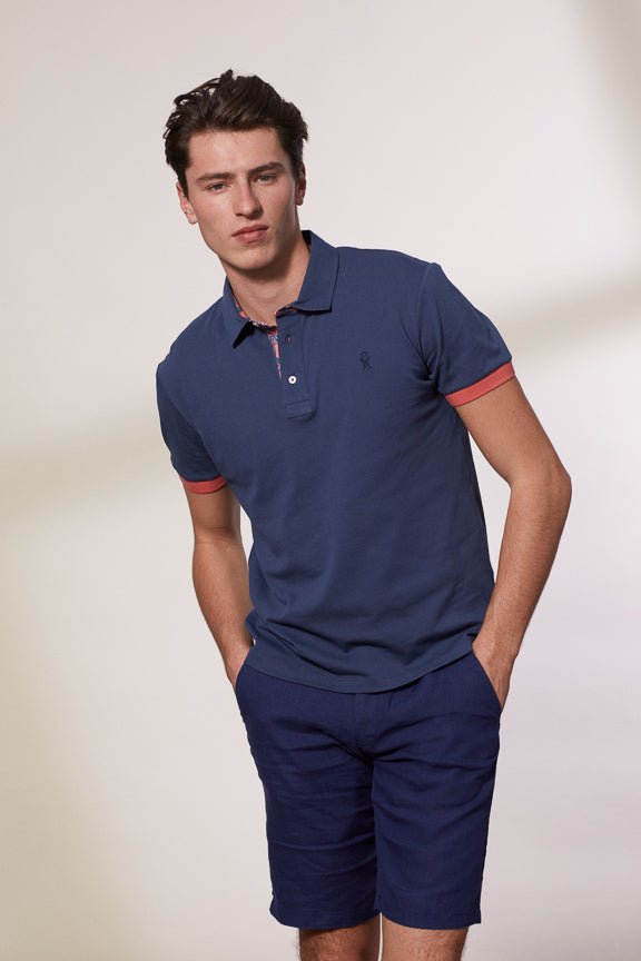 Vicomte A - Navy Short Sleeve Polo Shirt - Percy - The Good Chic