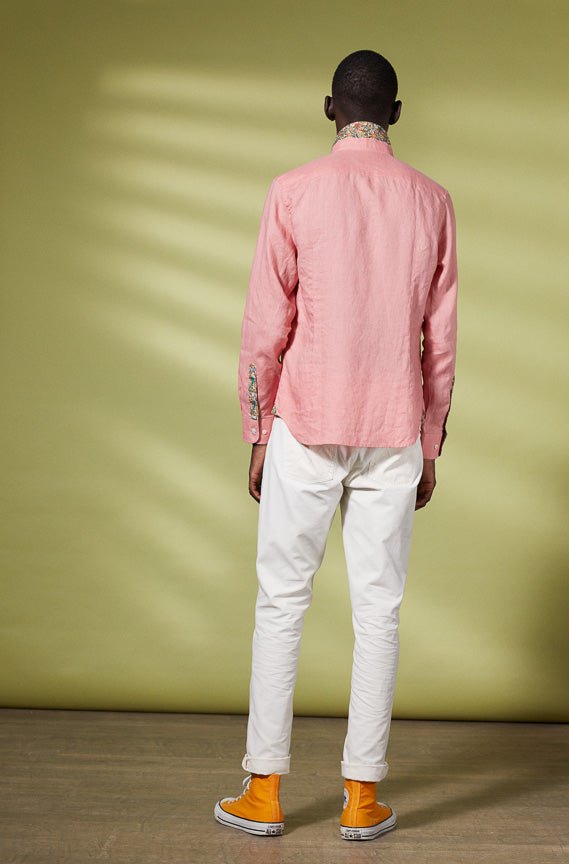Vicomte A - Pink Slim Linen Shirt - Clay - The Good Chic