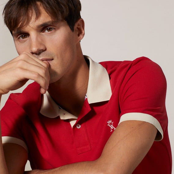 Vicomte A - Red Short Sleeve Polo Shirt - Perry - The Good Chic