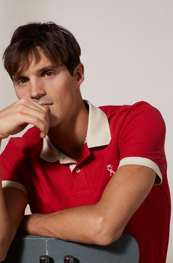 Vicomte A - Red Short Sleeve Polo Shirt - Perry - The Good Chic