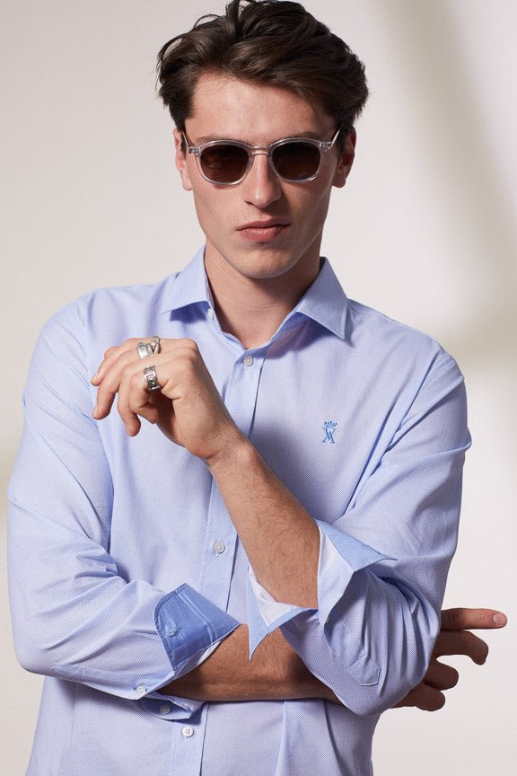 Vicomte A - Sky Blue Shirt Print Dots - Conrad - The Good Chic