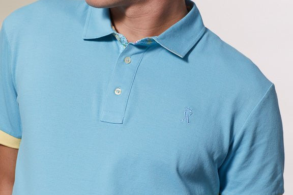 Vicomte A - Sky Blue Short Sleeve Polo Shirt - Percy - The Good Chic
