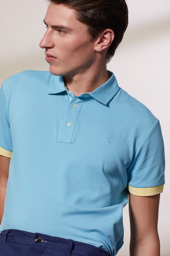 Vicomte A - Sky Blue Short Sleeve Polo Shirt - Percy - The Good Chic