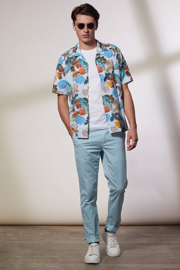 Vicomte A - Sky Blue Short Sleeve Shirt - Capri - The Good Chic