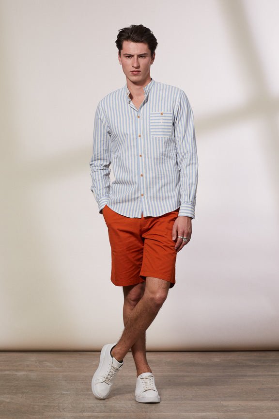 Vicomte A - Sky Blue Wide Stripe Shirt - Calvin - The Good Chic