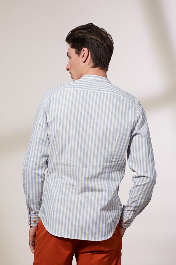 Vicomte A - Sky Blue Wide Stripe Shirt - Calvin - The Good Chic