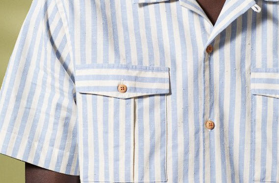 Vicomte A - Sky Blue Wide Stripes Shirt - Claude - The Good Chic