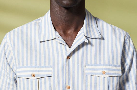 Vicomte A - Sky Blue Wide Stripes Shirt - Claude - The Good Chic