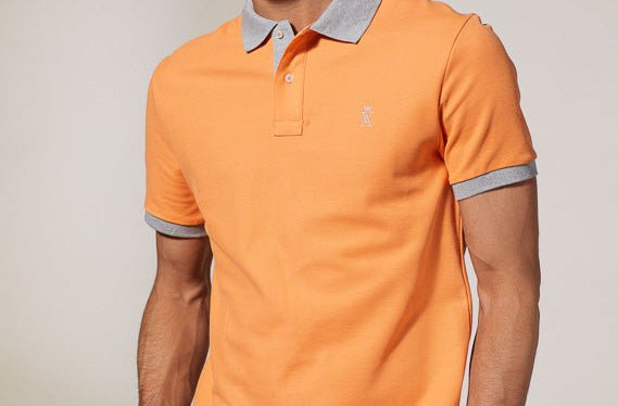 Vicomte A - Tangerine Short Sleeve Polo Shirt - Perry - The Good Chic