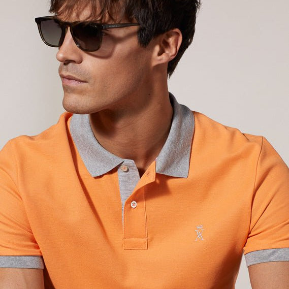 Vicomte A - Tangerine Short Sleeve Polo Shirt - Perry - The Good Chic