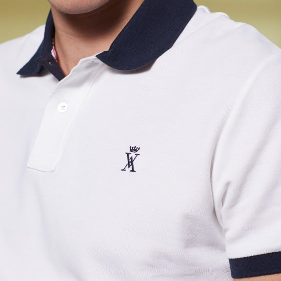 Vicomte A - White Short Sleeve Polo Shirt - Perry - The Good Chic