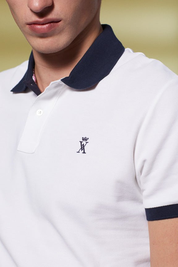 Vicomte A - White Short Sleeve Polo Shirt - Perry - The Good Chic