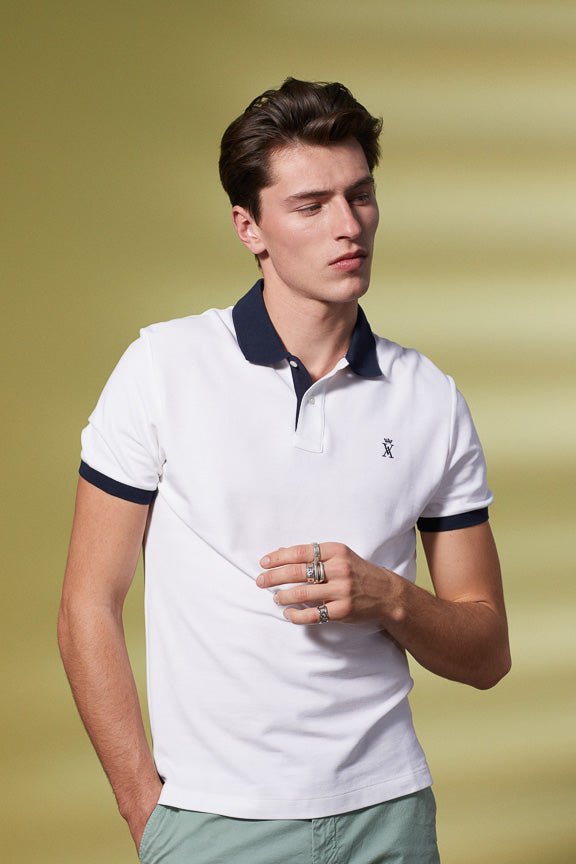 Vicomte A - White Short Sleeve Polo Shirt - Perry - The Good Chic