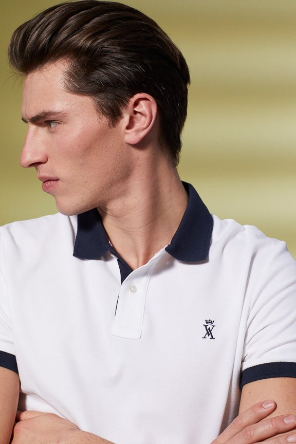 Vicomte A - White Short Sleeve Polo Shirt - Perry - The Good Chic